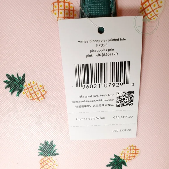 MAKE AN OFFER kate spade Marlee pineapple green pink tote with pineapple - Picture 2 of 5